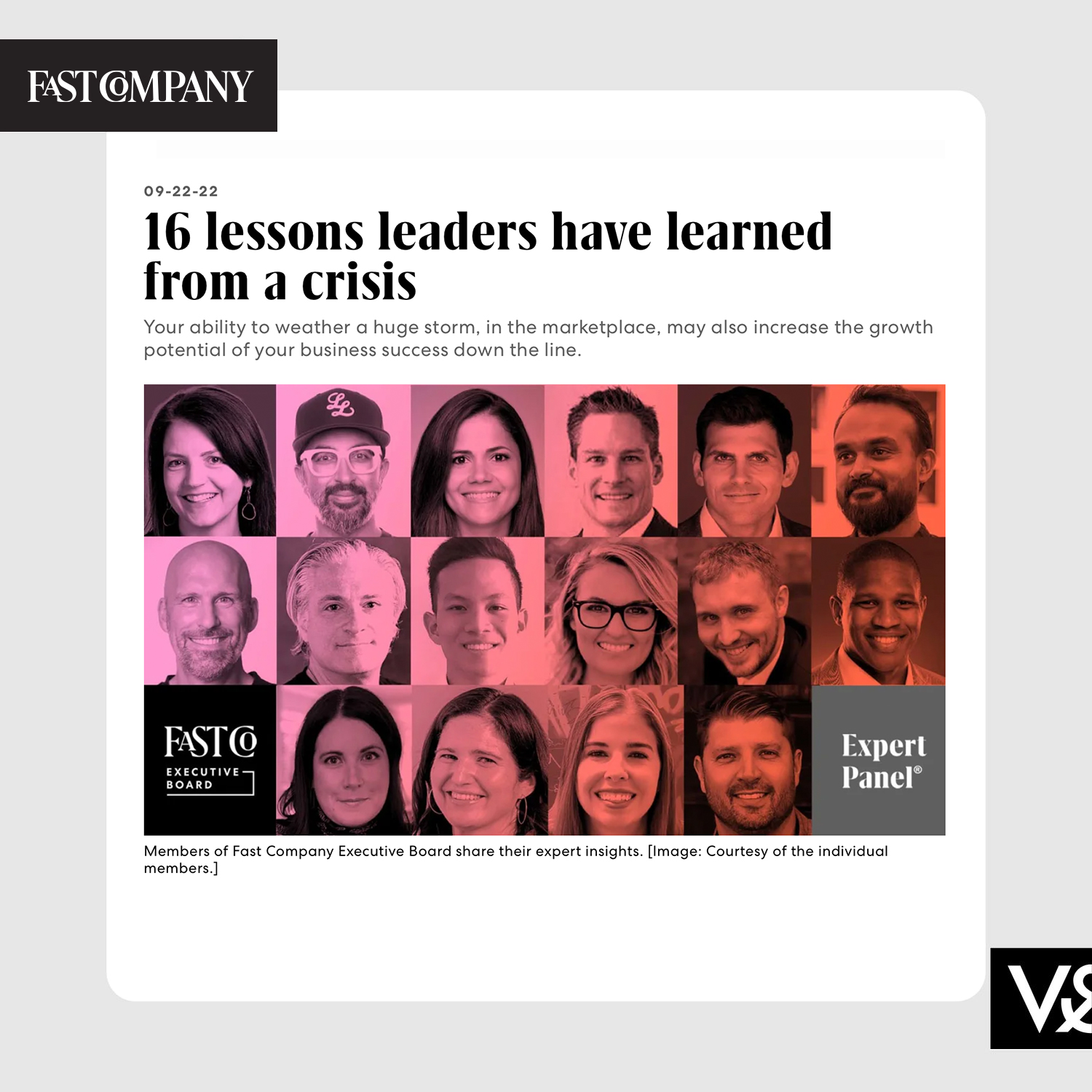 Fast Company – 16 Lessons Leaders Have Learned from a Crisis