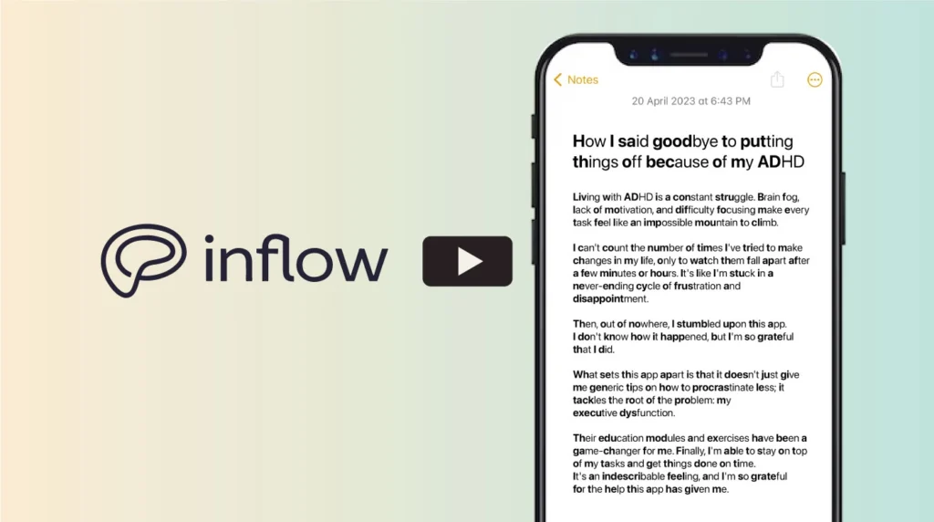 Inflow ad emulating a note on a smartphone in the Bionic reading method.